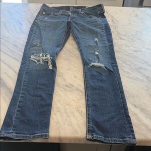 rag & bone Dark Blue Denim Capri Jeans
